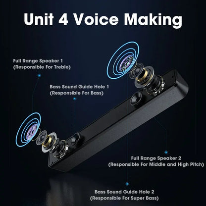 Black PC Soundbar with Speakers Description