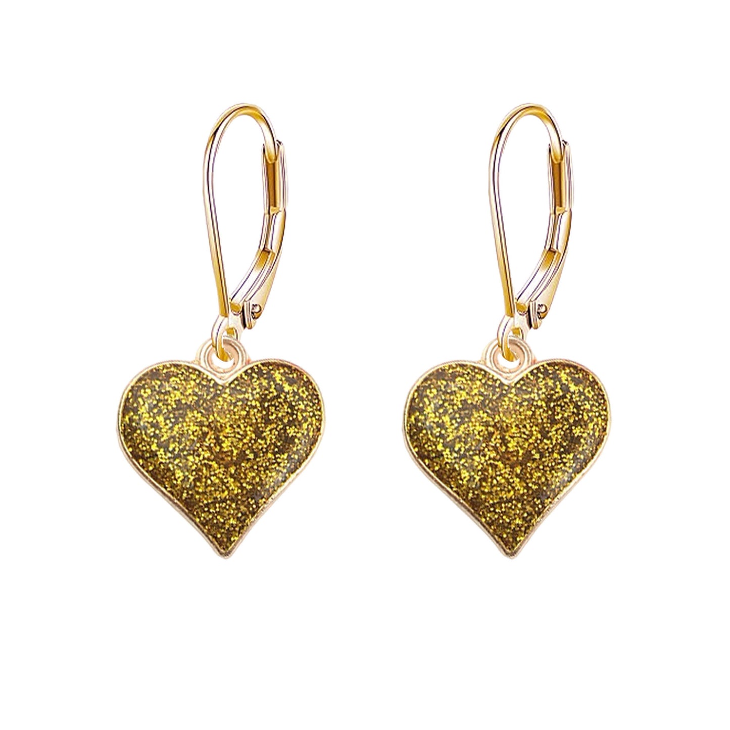 Pair of womens heart earrings gold