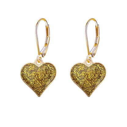 Pair of womens heart earrings gold