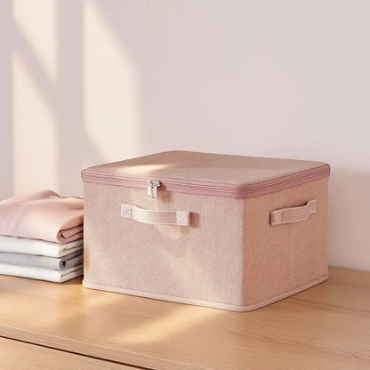 Pink Storage Box with Handle and Zip