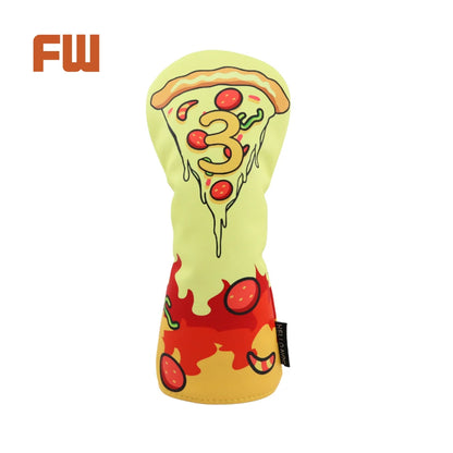 Golf club head cover shaped like a slice of pizza with the number 3 on a white background, featuring the brand 'FW'.