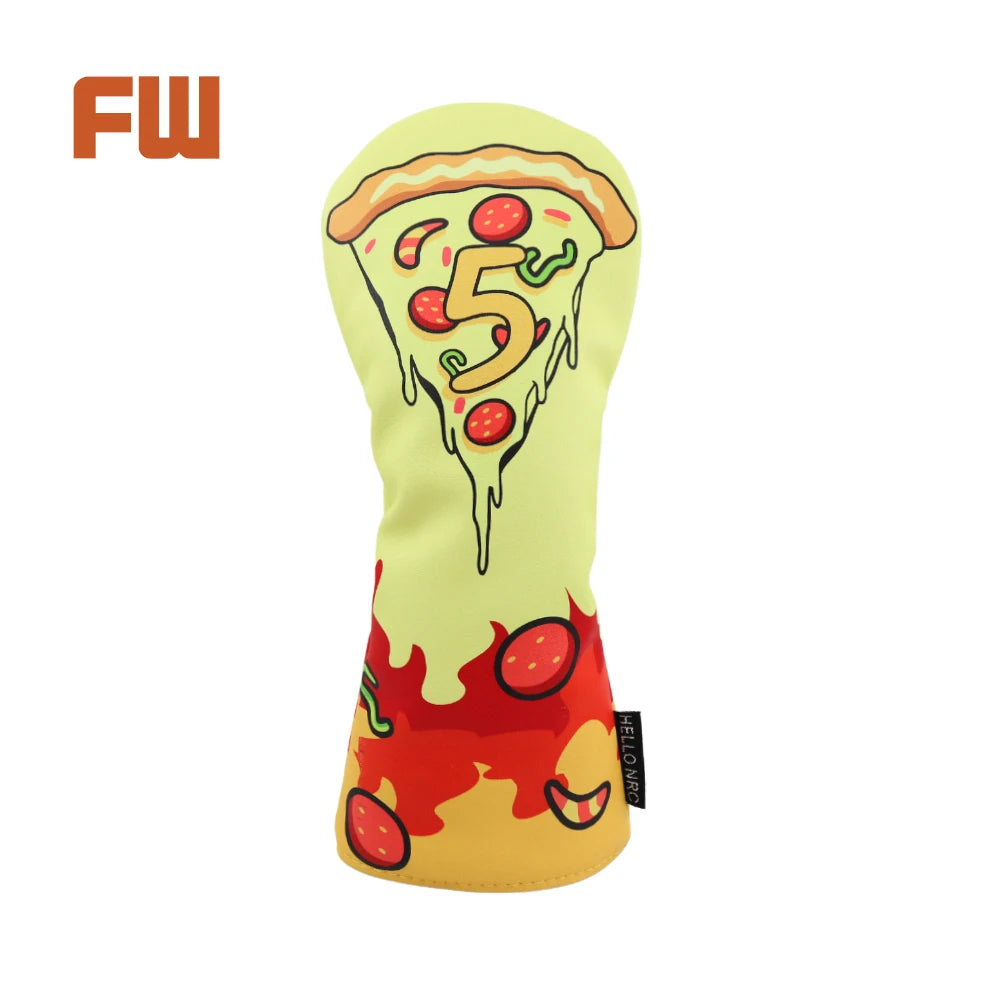Golf club head cover shaped like a slice of pizza with the number 5 on a white background, featuring the brand 'FW'.