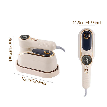 White electronic device with measurement labels on a white background