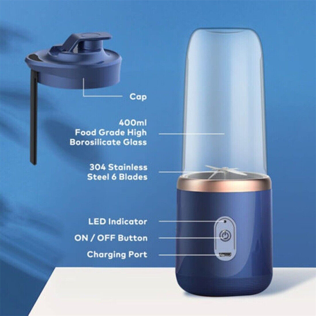 Blue Portable Juicer Blender