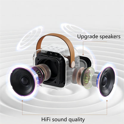 Portable speaker with 'Upgrade speakers' and 'HiFi sound quality' text on a white background