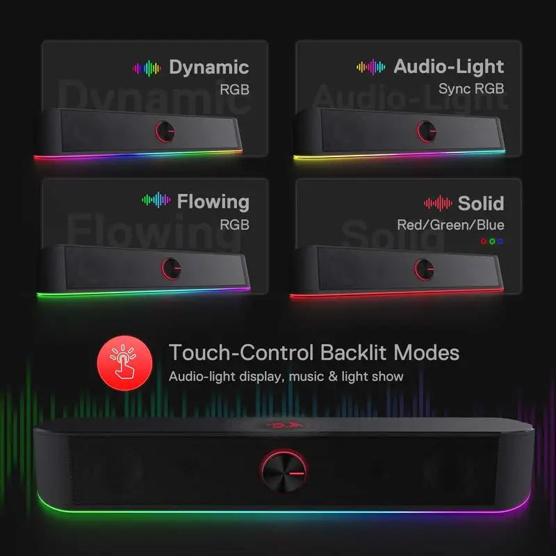 Gaming accessories with RGB lighting on a black background