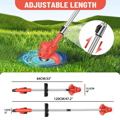 Gardening tool with adjustable length on a grassy background
