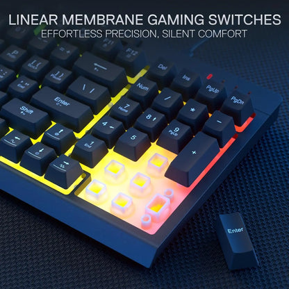 Mechanical keyboard with RGB lighting on a dark background