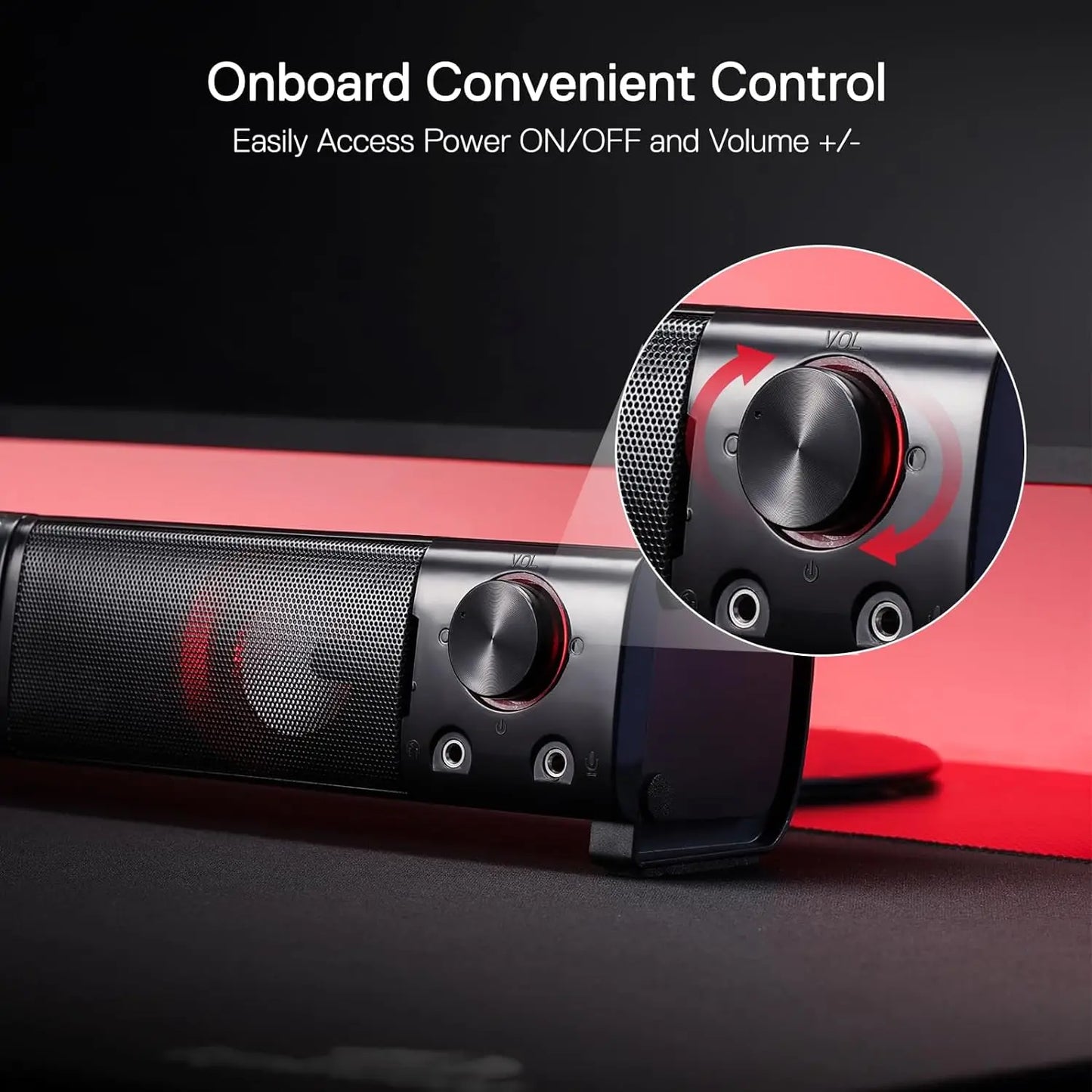 Gaming monitor with on-screen control panel for power and volume