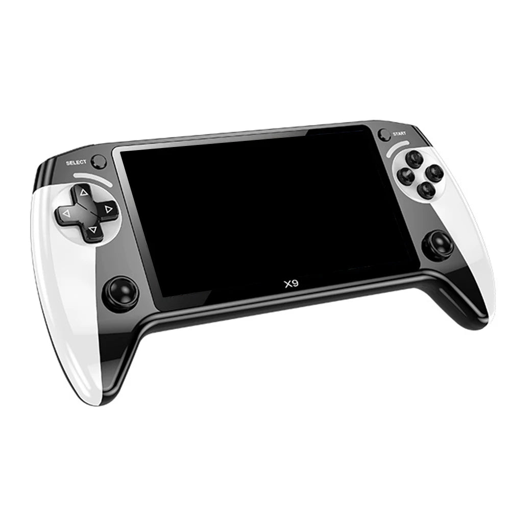 Gaming controller with a screen on a white background