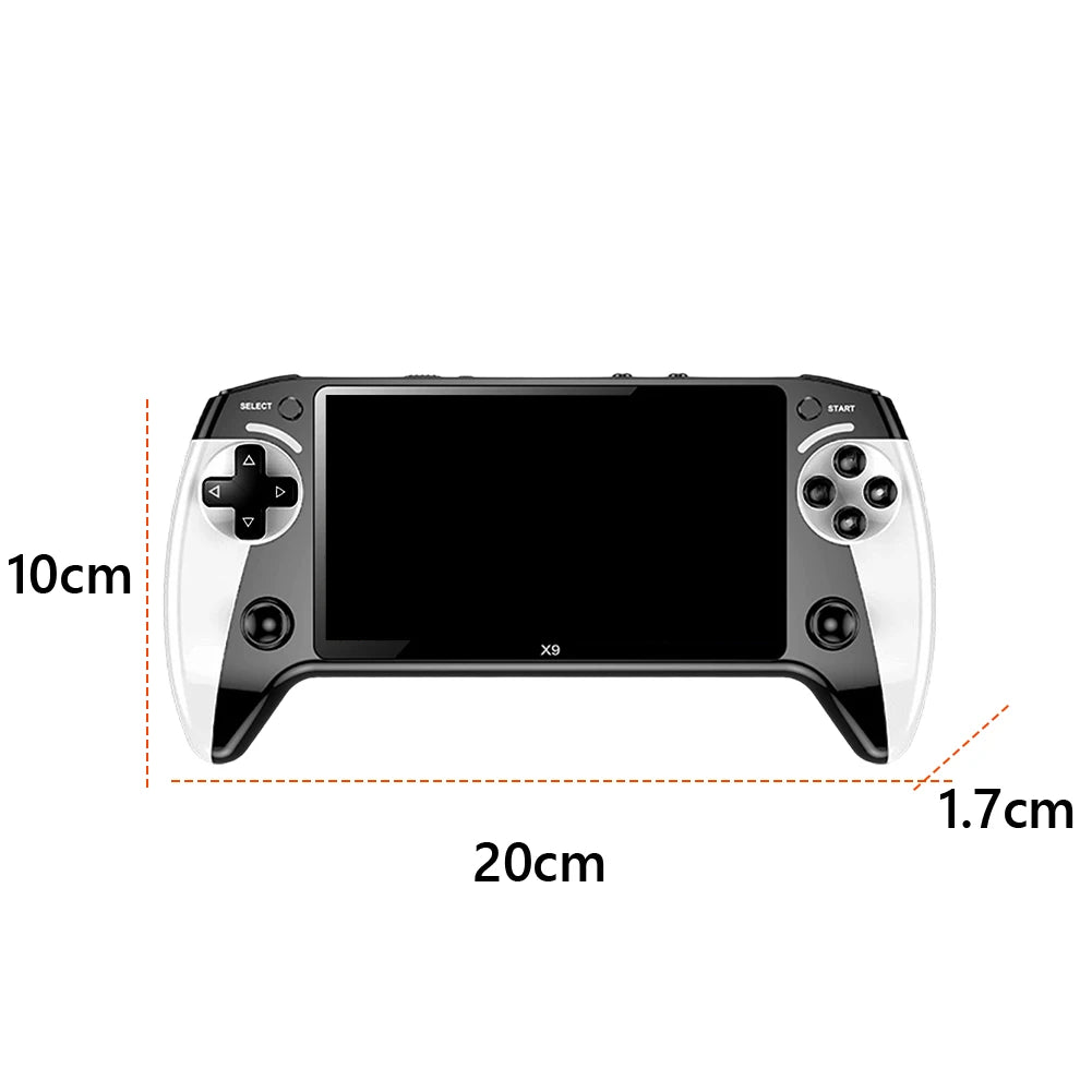 Gaming controller with dimensions labeled on a white background