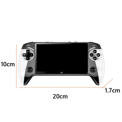 Gaming controller with dimensions labeled on a white background