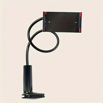 Black flexible arm with a small screen on a beige background