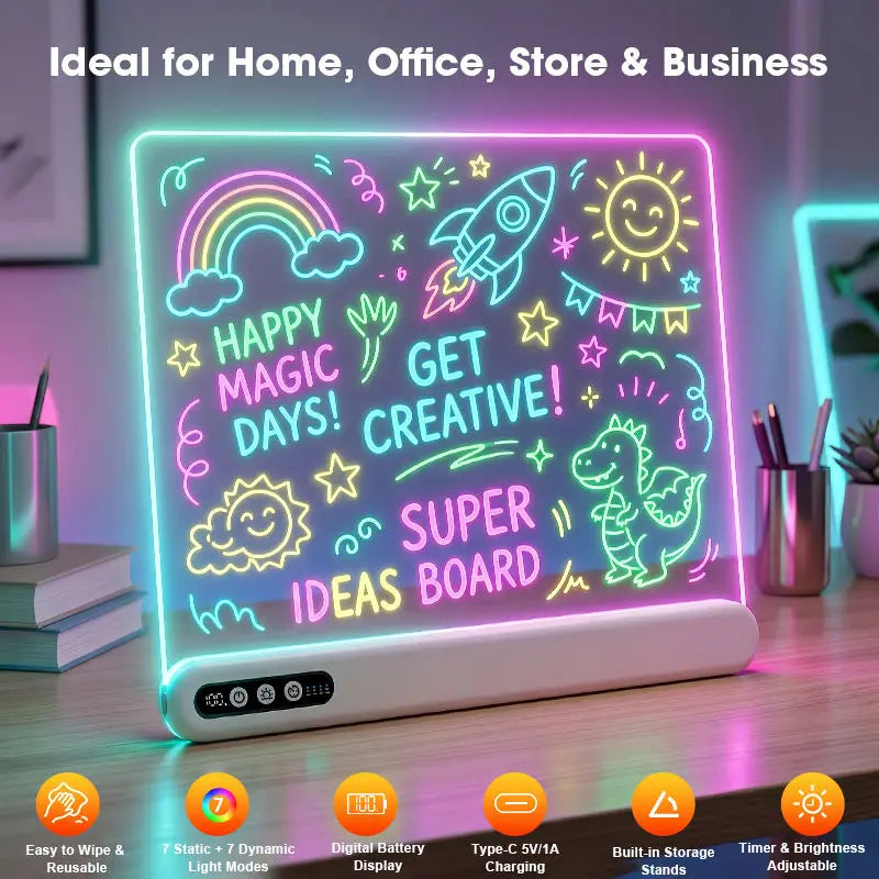 LED Drawing Board Kids Toy Light Up Board LED Art Childrens Fun Christmas Gift