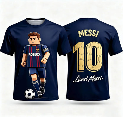 Roblox Kids Football T-Shirt Ronaldo Messi Jersey 3D Print Short Sleeve Top