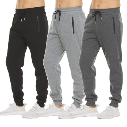 Men's Joggers Sweatpants Zipper Pockets Drawstring Waist Cuff Jogging Bottoms
