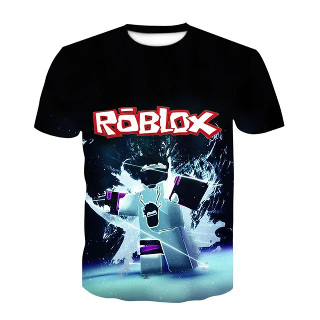 Roblox 3D Print Kids T-Shirt Cartoon Game Character Short Sleeve Top Boys Girls