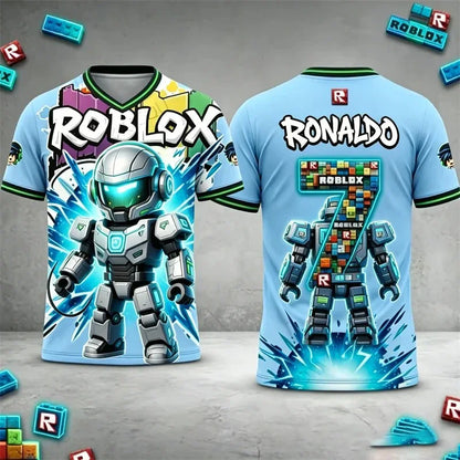Roblox Kids Football T-Shirt Ronaldo Messi Jersey 3D Print Short Sleeve Top