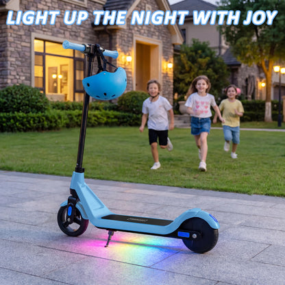 Kids Blue Electric Scooter 150W Foldable 15km/h LED Lights 3 Speeds Toy Fun Gift