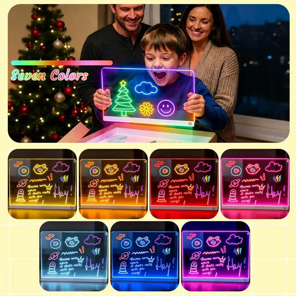 LED Drawing Board Kids Rechargeable Light Up Board RGB Fun Christmas Toy Gift