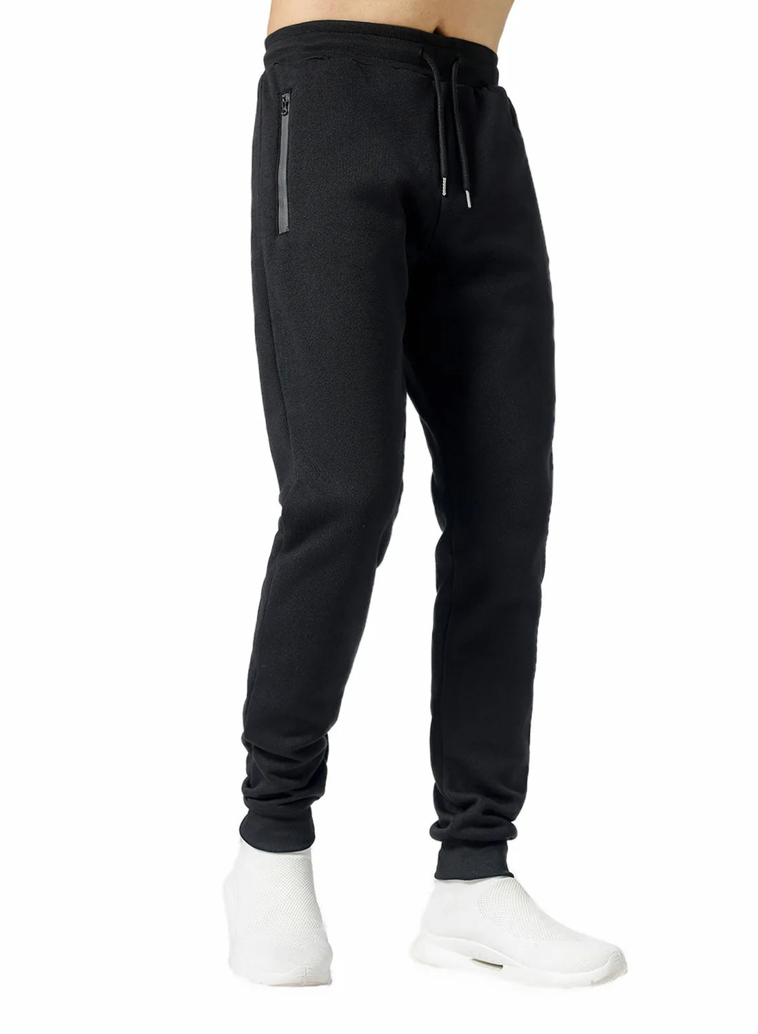 Men's Joggers Sweatpants Zipper Pockets Drawstring Waist Cuff Jogging Bottoms