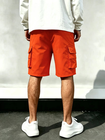Men's Tech Cargo Shorts Multi-Pocket Design Drawstring Waist Quick-Dry Fabric