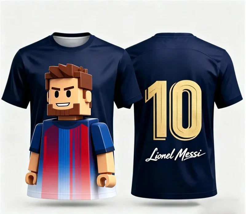 Roblox Kids Football T-Shirt Ronaldo Messi Jersey 3D Print Short Sleeve Top