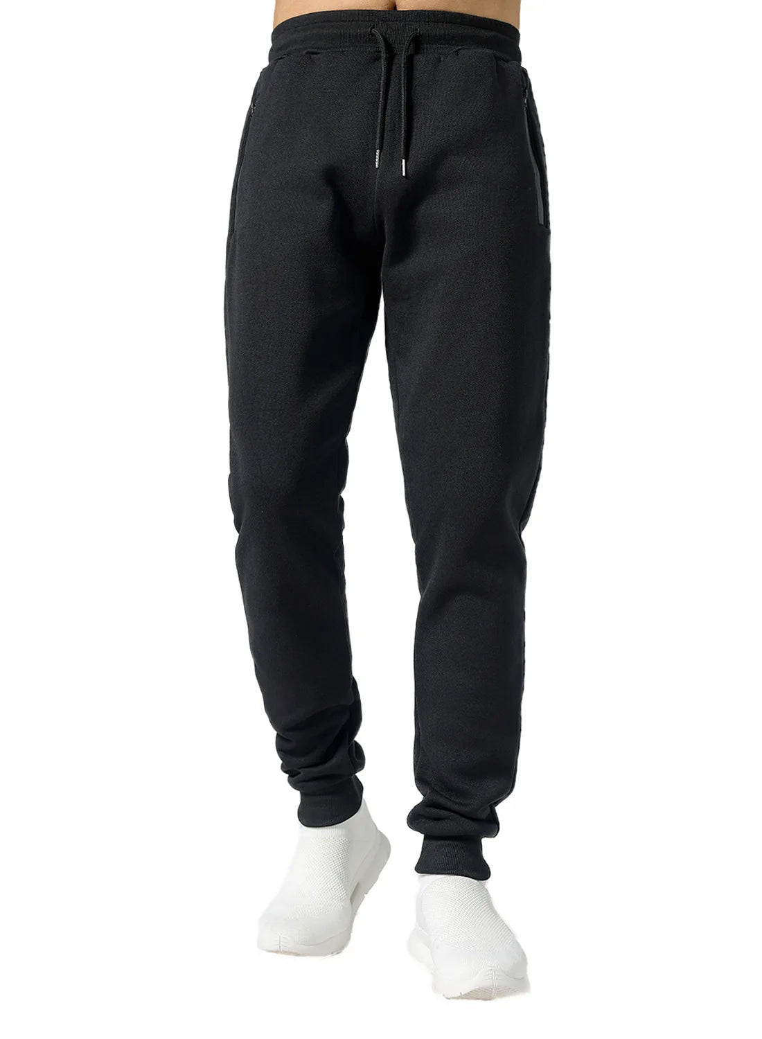 Men's Joggers Sweatpants Zipper Pockets Drawstring Waist Cuff Jogging Bottoms