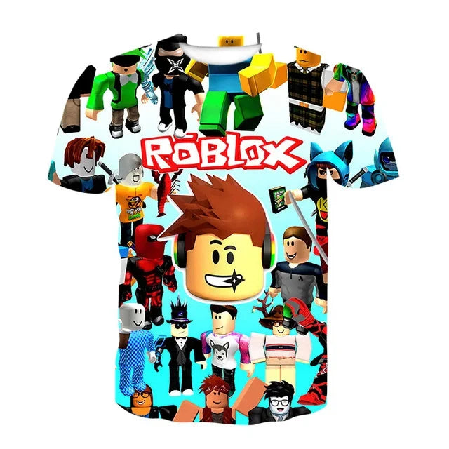 Roblox 3D Print Kids T-Shirt Cartoon Game Character Short Sleeve Top Boys Girls