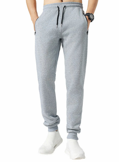 Men's Joggers Sweatpants Zipper Pockets Drawstring Waist Cuff Jogging Bottoms