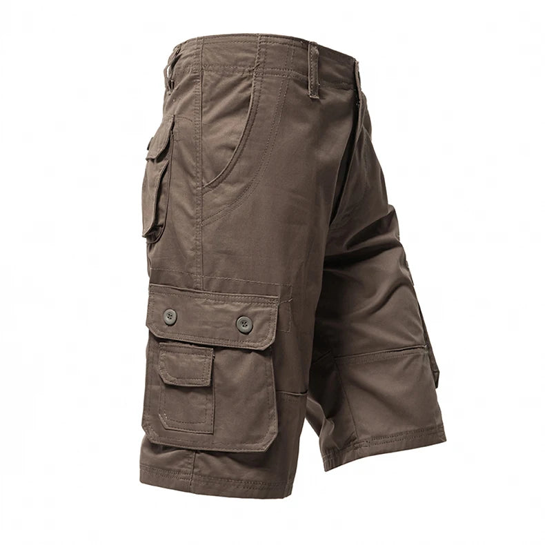 Men's Cargo Knee Shorts Cotton Casual Bermuda Golf Running Gym Short