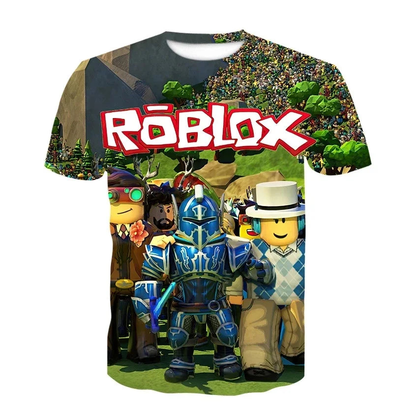 Roblox 3D Print Kids T-Shirt Cartoon Game Character Short Sleeve Top Boys Girls