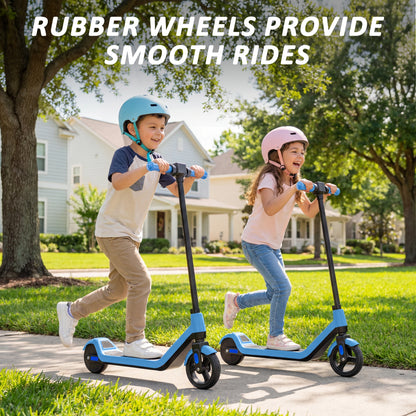 Kids Blue Electric Scooter 150W Foldable 15km/h LED Lights 3 Speeds Toy Fun Gift