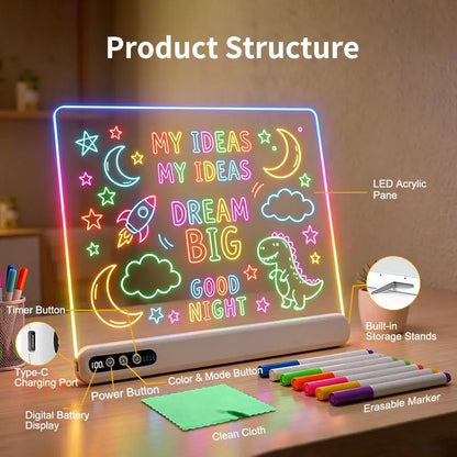 LED Drawing Board Kids Toy Light Up Board LED Art Childrens Fun Christmas Gift