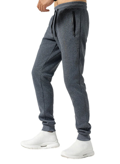 Men's Joggers Sweatpants Zipper Pockets Drawstring Waist Cuff Jogging Bottoms