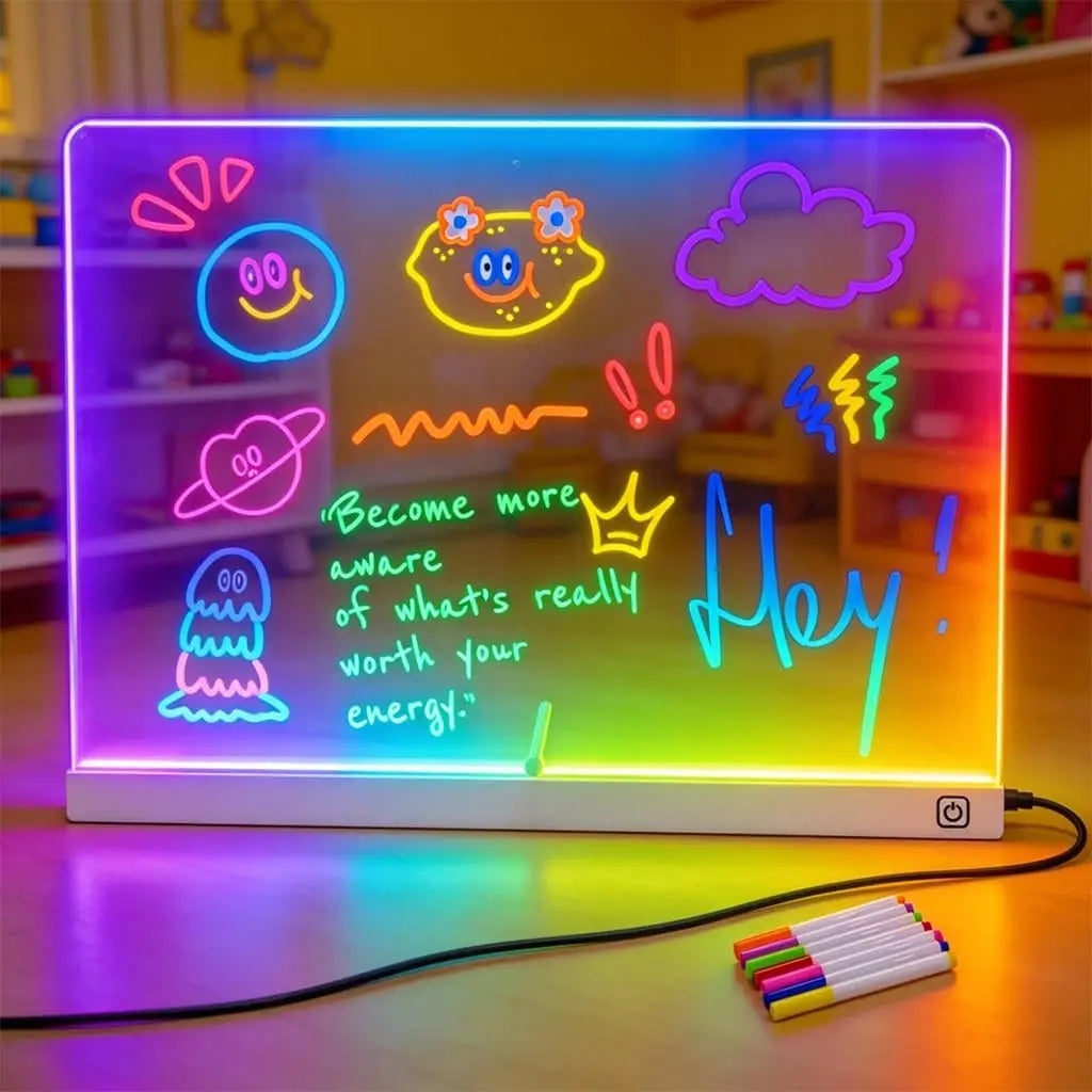 LED Drawing Board Kids Rechargeable Light Up Board RGB Fun Christmas Toy Gift
