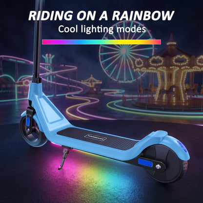 Kids Blue Electric Scooter 150W Foldable 15km/h LED Lights 3 Speeds Toy Fun Gift