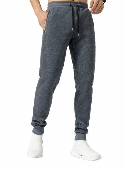 Men's Joggers Sweatpants Zipper Pockets Drawstring Waist Cuff Jogging Bottoms