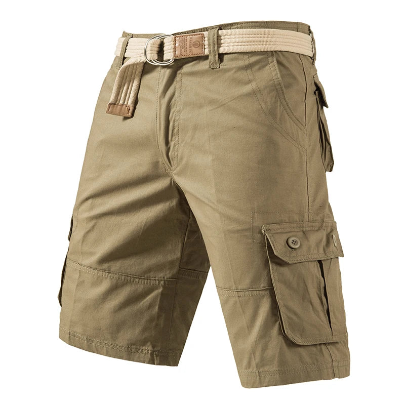 Men's Cargo Knee Shorts Cotton Casual Bermuda Golf Running Gym Short