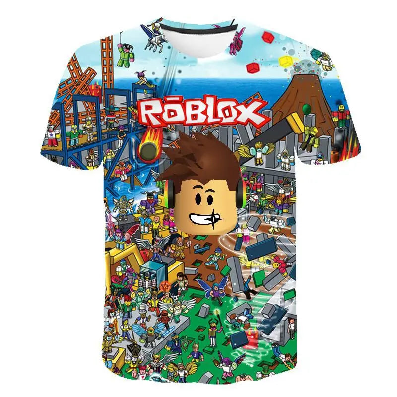 Roblox 3D Print Kids T-Shirt Cartoon Game Character Short Sleeve Top Boys Girls