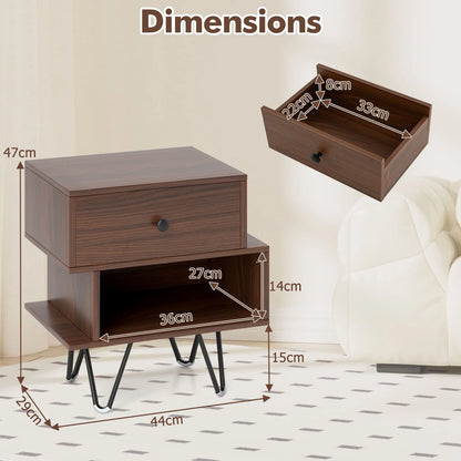 Dimensions of Walnut bedside table