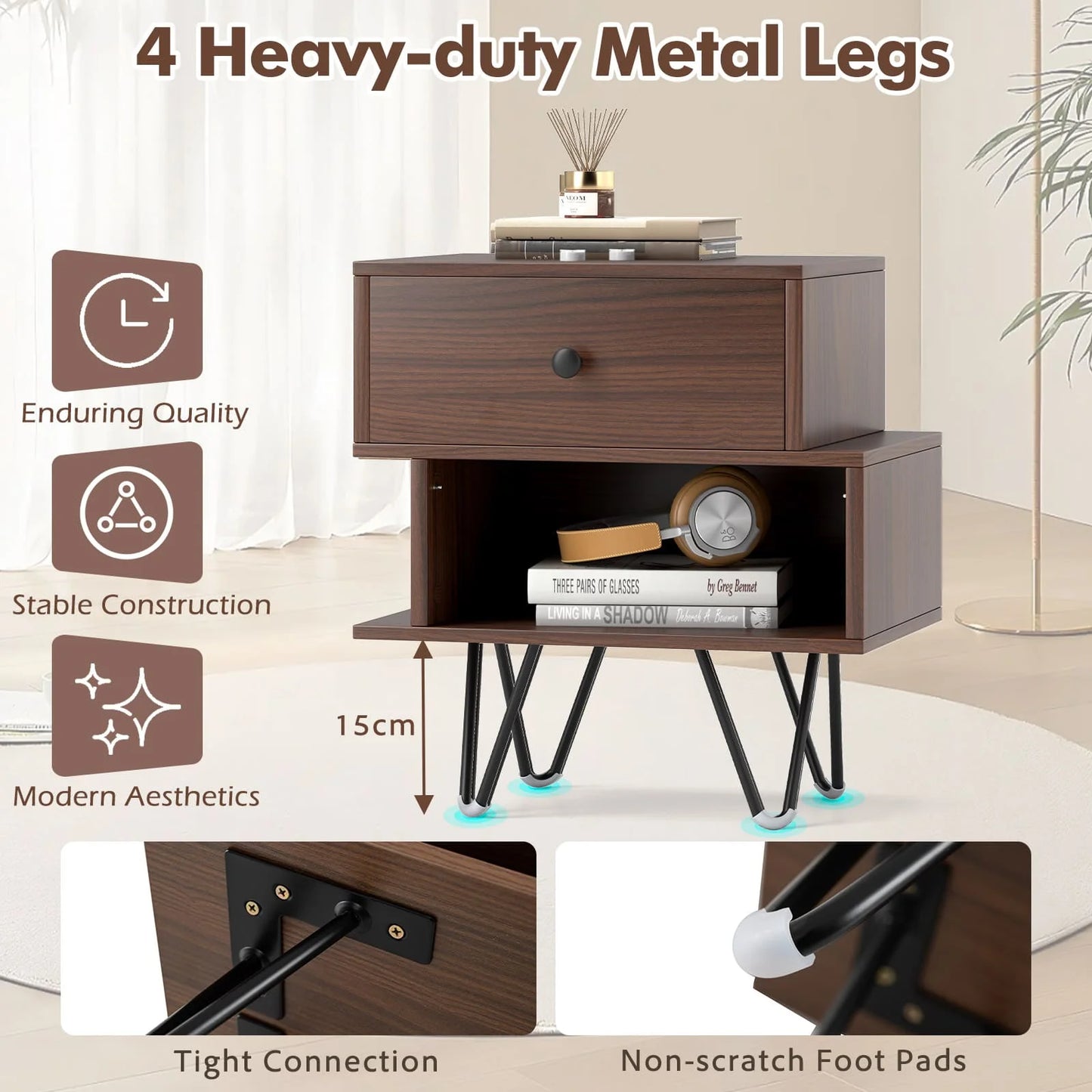 Features of Walnut bedside table