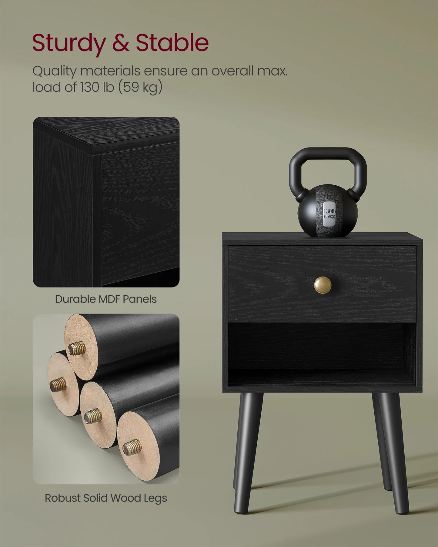 Black Modern Bedside Table