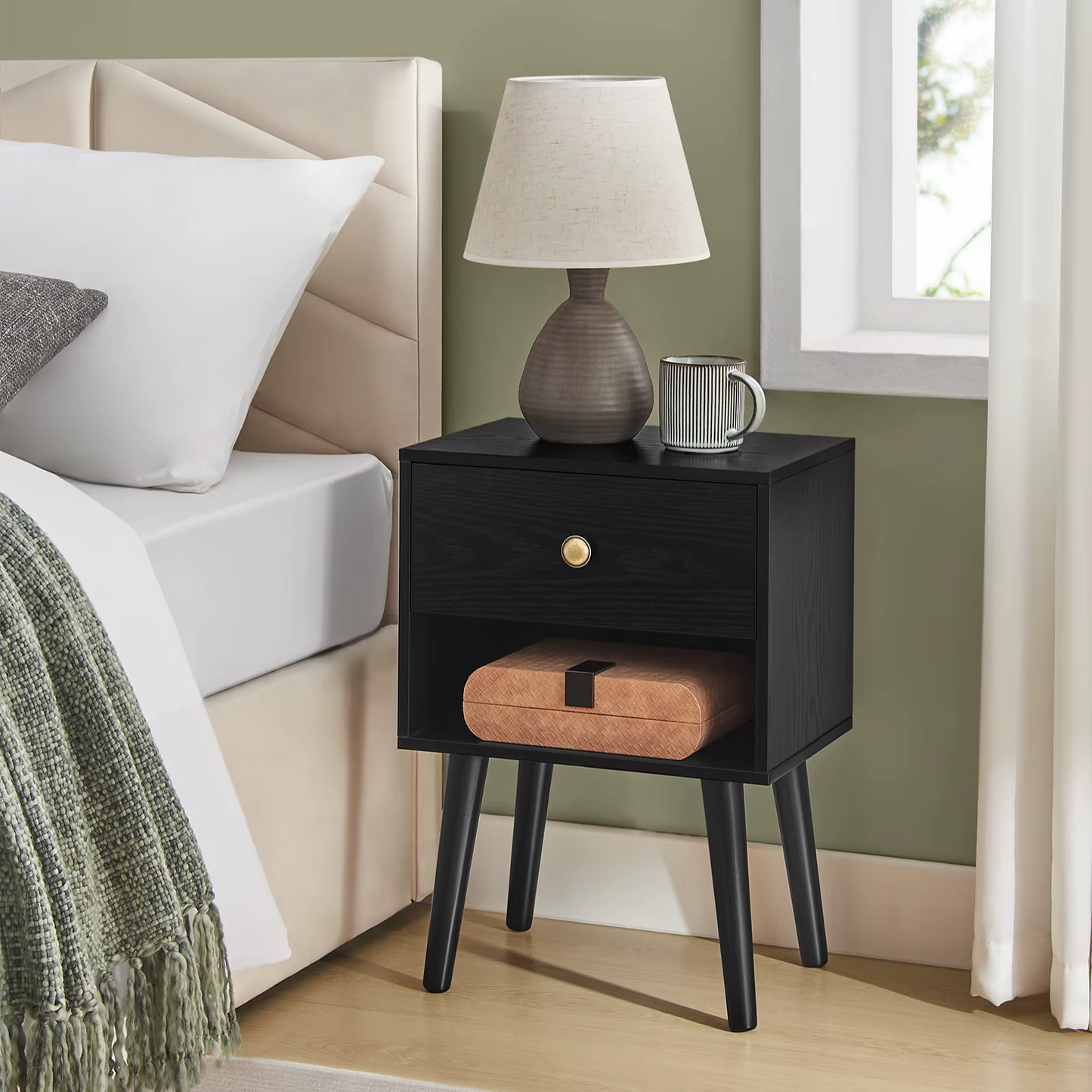 Black Modern Bedside Table
