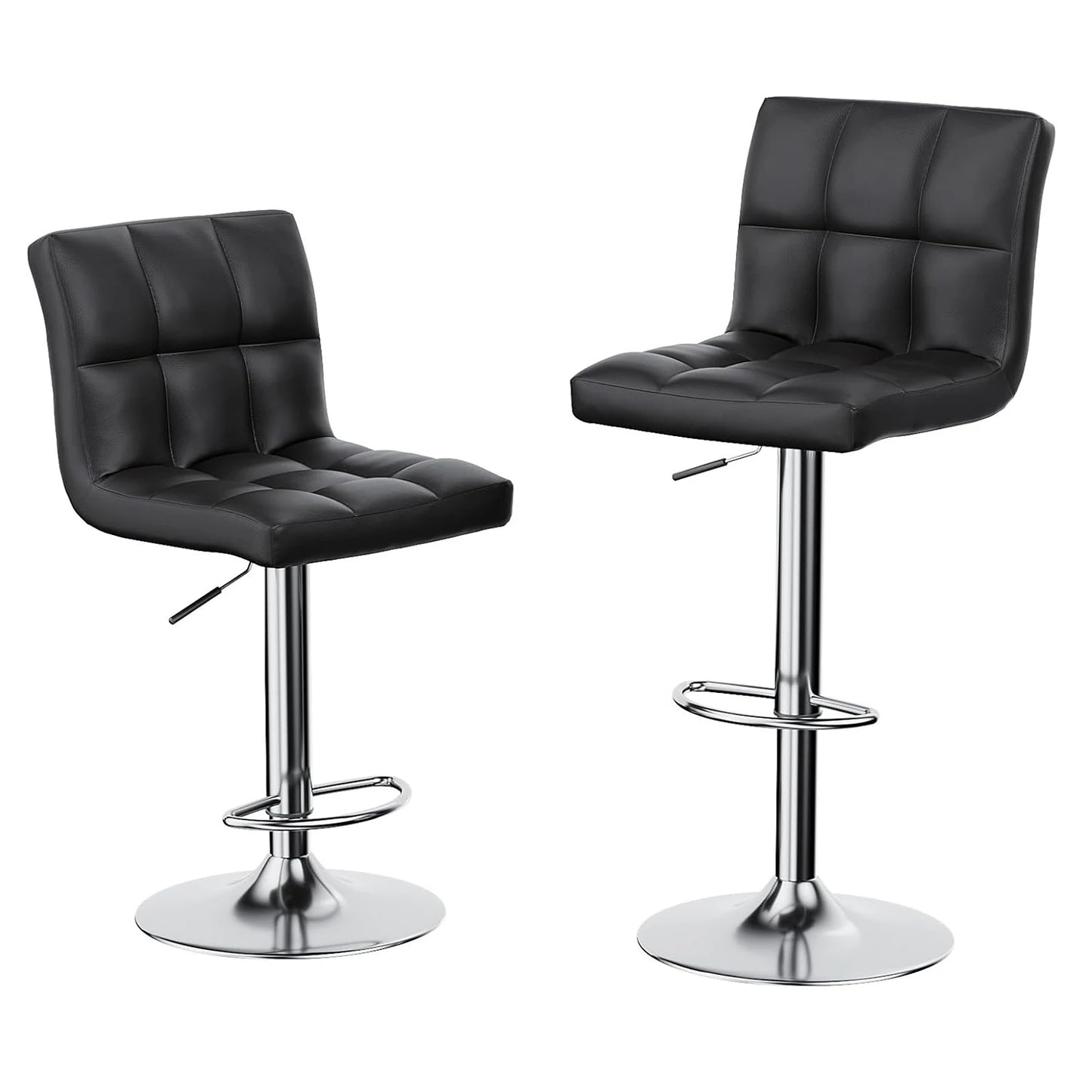 Set of 2 PU Leather Bar Stools Black