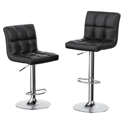 Set of 2 PU Leather Bar Stools Black