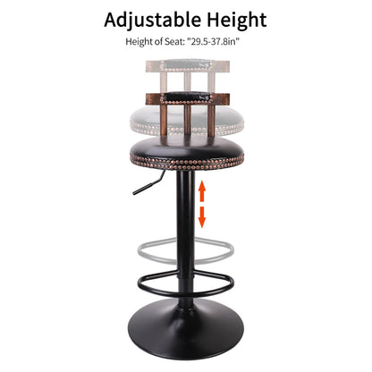 Adjustable height bar stool with height measurement on a white background