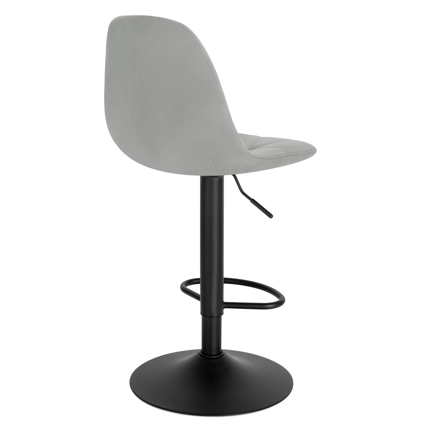 Gray bar stool with black base on a white background