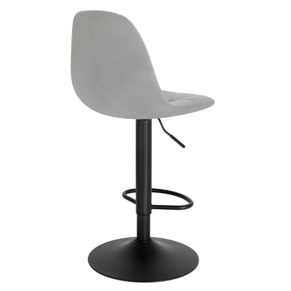 Gray bar stool with black base on a white background