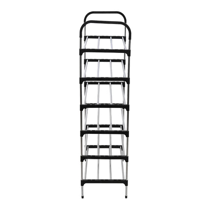 Black metal folding ladder on a white background